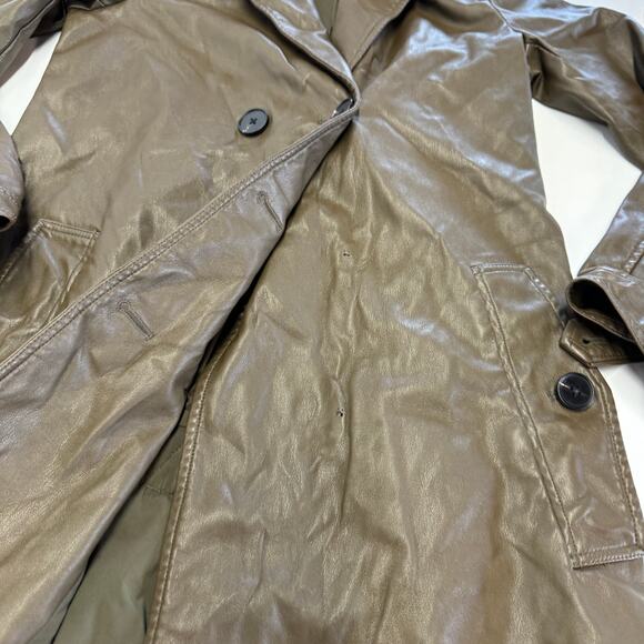 Marissa Webb‎ Coat Womens 0 Green Faux Leather Trench Jacket - Picture 12 of 14